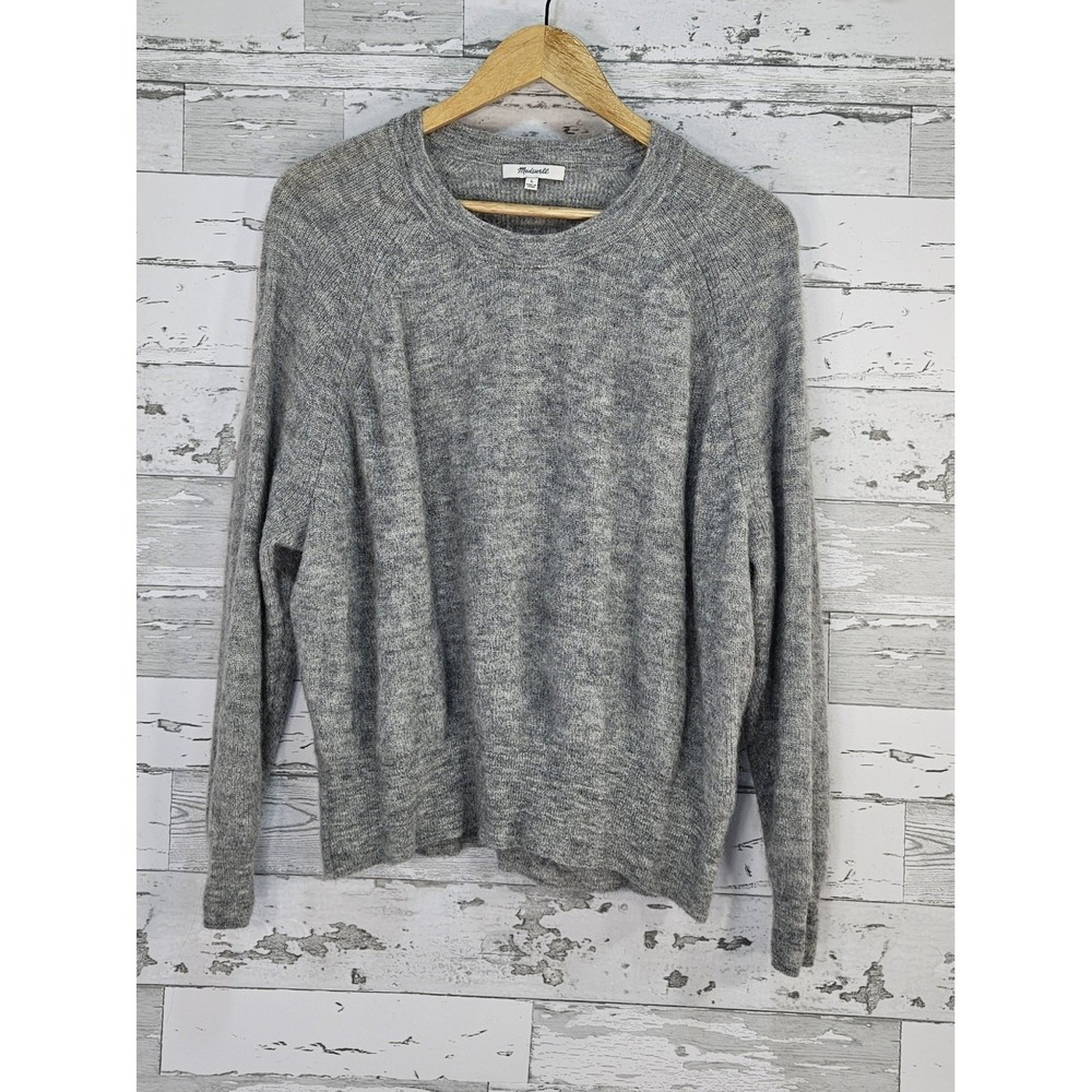 Madewell Alpaca Blend Crewneck Sweater Gray Raglan Sleeve NG697 Womens Large